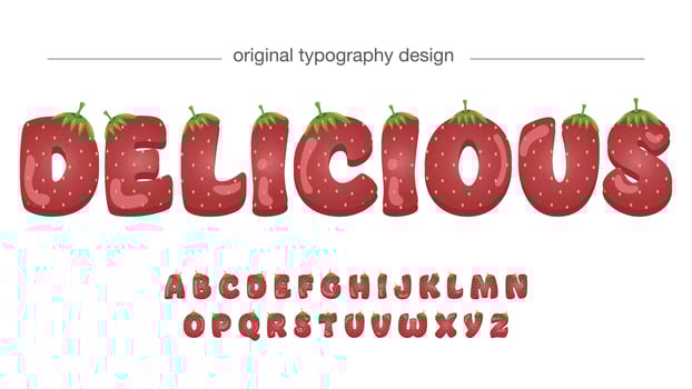 strawberry cartoon text vector