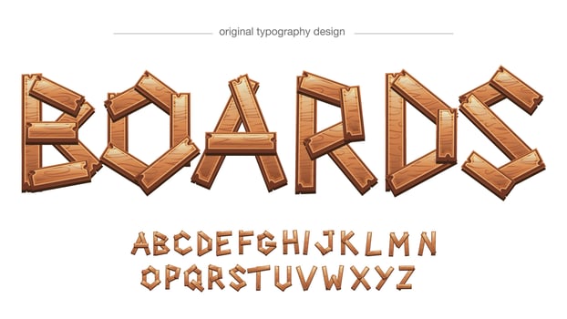 wood boards isolated letters vector