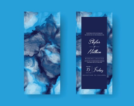 Elegant Watercolor Natural Marble Wedding Menu Card vector