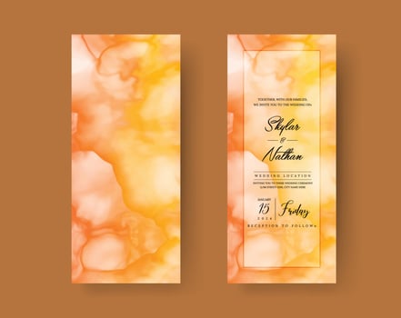 Yellow Marble Stone Wedding Menu Card Template vector
