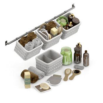 Isometric bathroom items 3D isolated render png