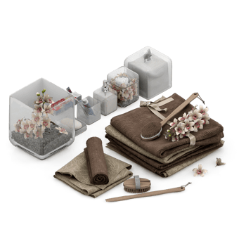 Isometric bathroom items 3D isolated render png