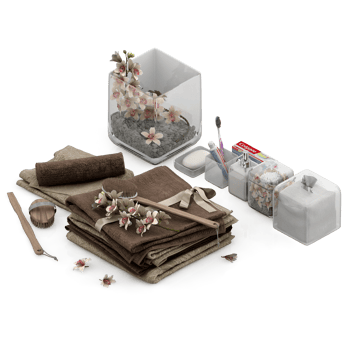 Isometric bathroom items 3D isolated render png