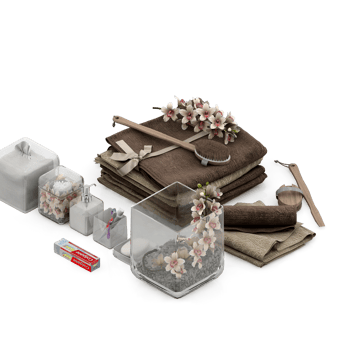 Isometric bathroom items 3D isolated render png