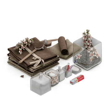 Isometric bathroom items 3D isolated render png
