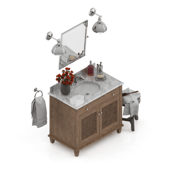 Isometric bathroom items 3D isolated render png