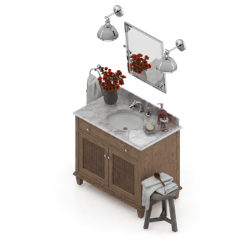 Isometric bathroom items 3D isolated render png