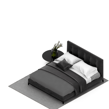 Isometric Bedroom 3D render png