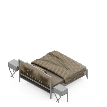 Isometric Bedroom 3D render png