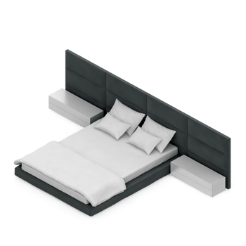 Isometric Bedroom 3D render png