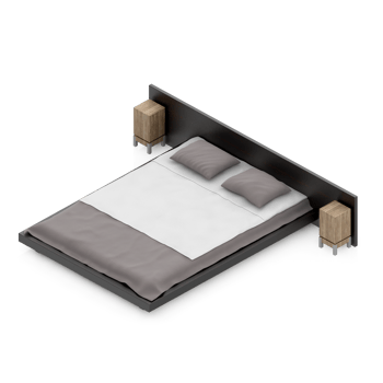 Isometric Bedroom 3D render png