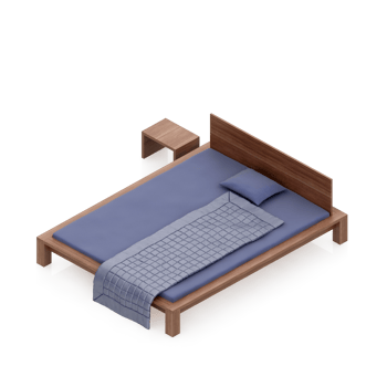 Isometric Bedroom 3D render png