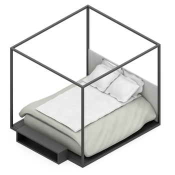 Isometric Bedroom 3D render png