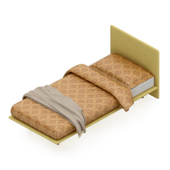 Isometric Bedroom 3D render png