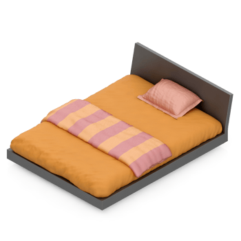 Isometric Bedroom 3D render png