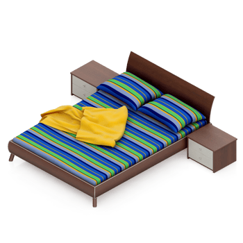 Isometric Bedroom 3D render png