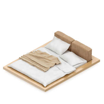 Isometric Bedroom 3D render png