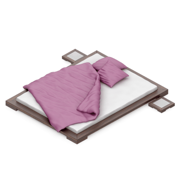 Isometric Bedroom 3D render png