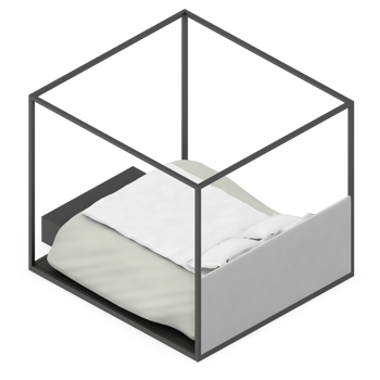 Isometric Bedroom 3D render png