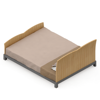 Isometric Bedroom 3D render png