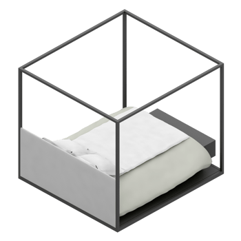 Isometric Bedroom 3D render png