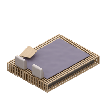 Isometric Bedroom 3D render png