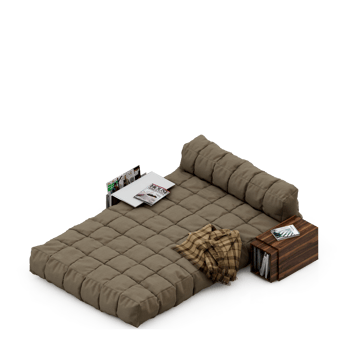 Isometric Bedroom 3D render png