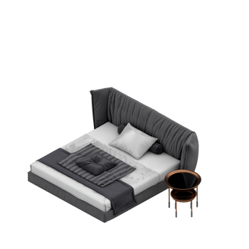 Isometric Bedroom 3D render png
