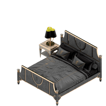 Isometric Bedroom 3D render png