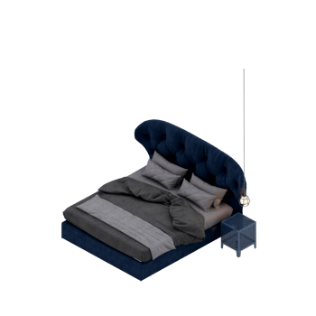 Isometric Bedroom 3D render png