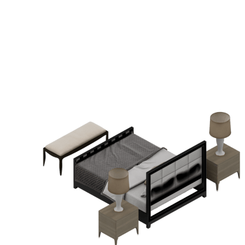 Isometric Bedroom 3D render png