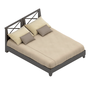 Isometric Bedroom 3D render png