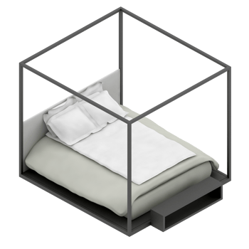 Isometric Bedroom 3D render png