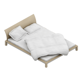 Isometric Bedroom 3D render png