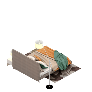 Isometric Bedroom 3D render png