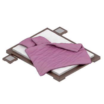 Isometric Bedroom 3D render png