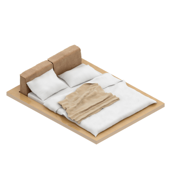 Isometric Bedroom 3D render png