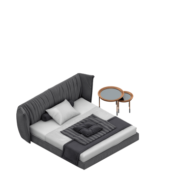 Isometric Bedroom 3D render png