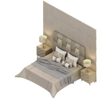 Isometric Bedroom 3D render png