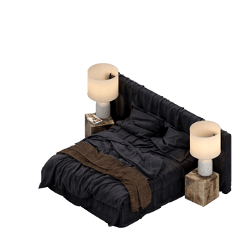 Isometric Bedroom 3D render png