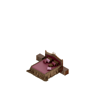 Isometric Bedroom 3D render png