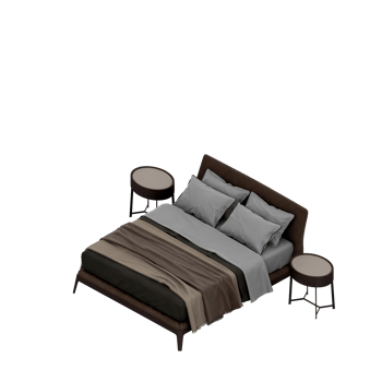 Isometric Bedroom 3D render png