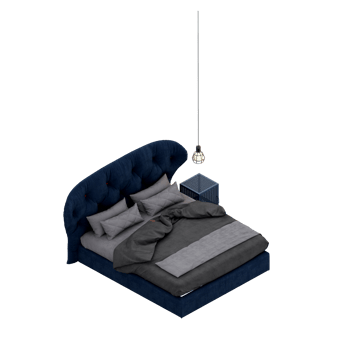 Isometric Bedroom 3D render png