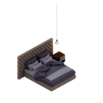 Isometric Bedroom 3D render png