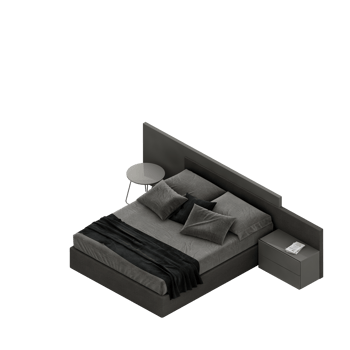 Isometric Bedroom 3D render png