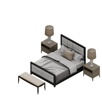 Isometric Bedroom 3D render png
