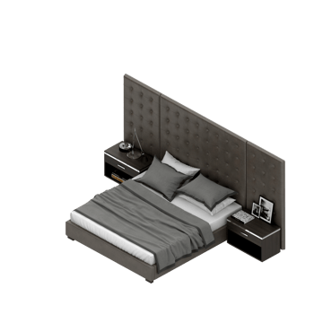 Isometric Bedroom 3D render png