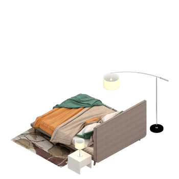 Isometric Bedroom 3D render png