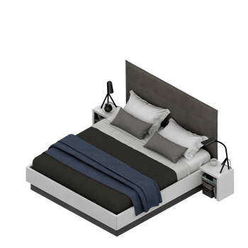 Isometric Bedroom 3D render png