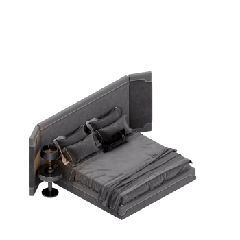 Isometric Bedroom 3D render png